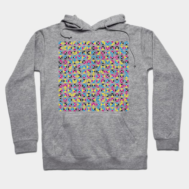 Rounded Triangle Pattern (CMYK) Hoodie by John Uttley